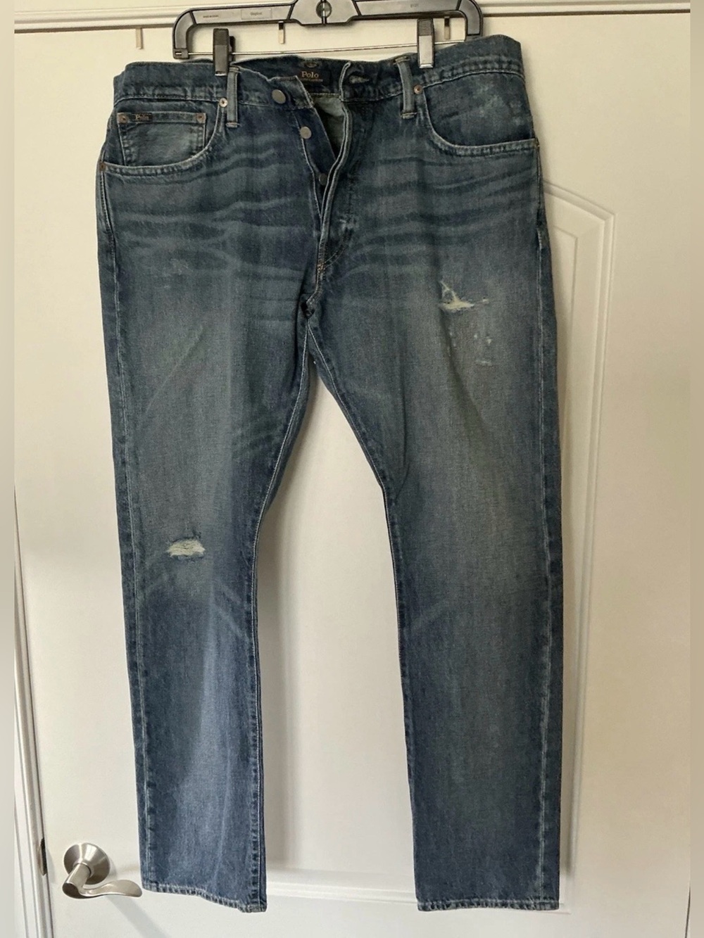 Size 36 x 32 - Polo Ralph Lauren Sullivan Slim Medium Blue Distressed Jeans